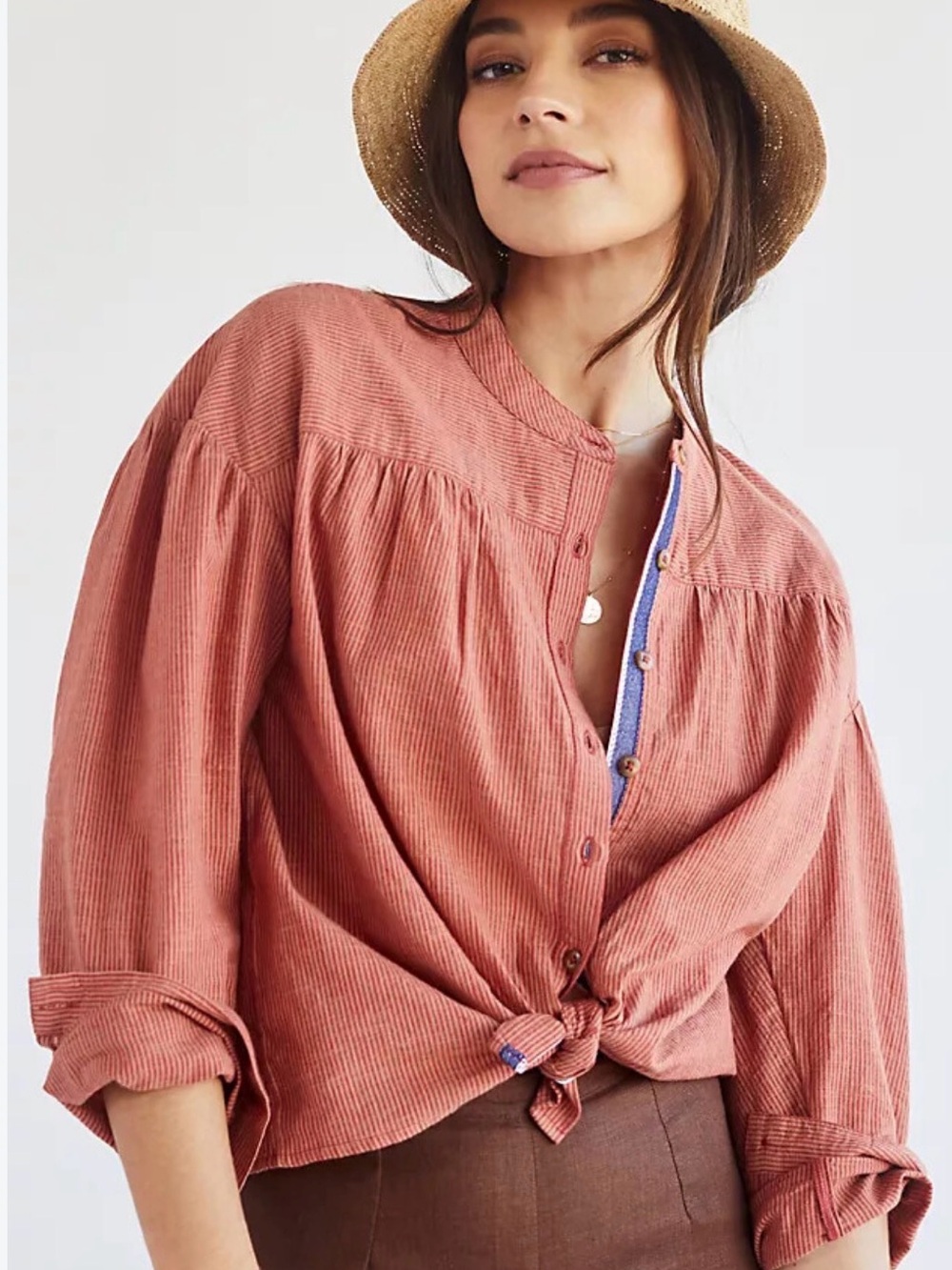 Anthropologie Pilcro peasant style button down blouse size medium